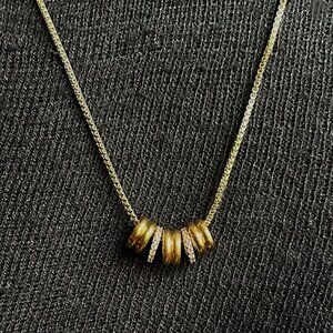 New GOLD FILLED CZ RONDELLE BEAD Necklace,18K Gold 20" Chain